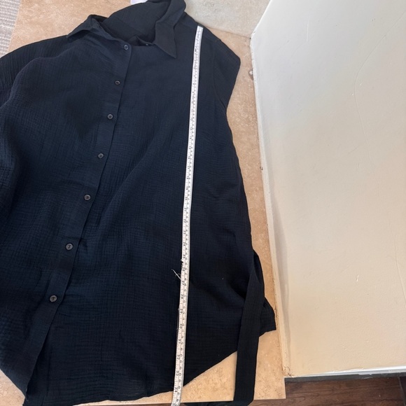 Andie Swim The Corvo Black Button Up Collared Long Sleeve Womens Size XXL Belted - Picture 11 of 16